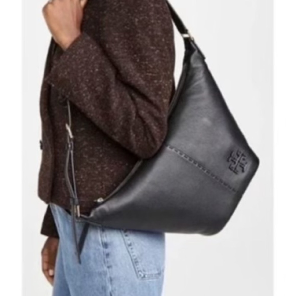 Tory Burch McGraw Pebbled Leather Bucket Bag - Picture 2 of 11
